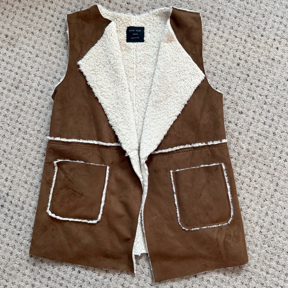 Love Tree faux suede shearling vest